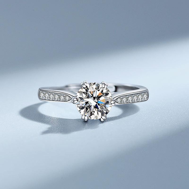 Bague pour femme en argent sterling S925 transfrontalière avec moissanite et diamant simulé