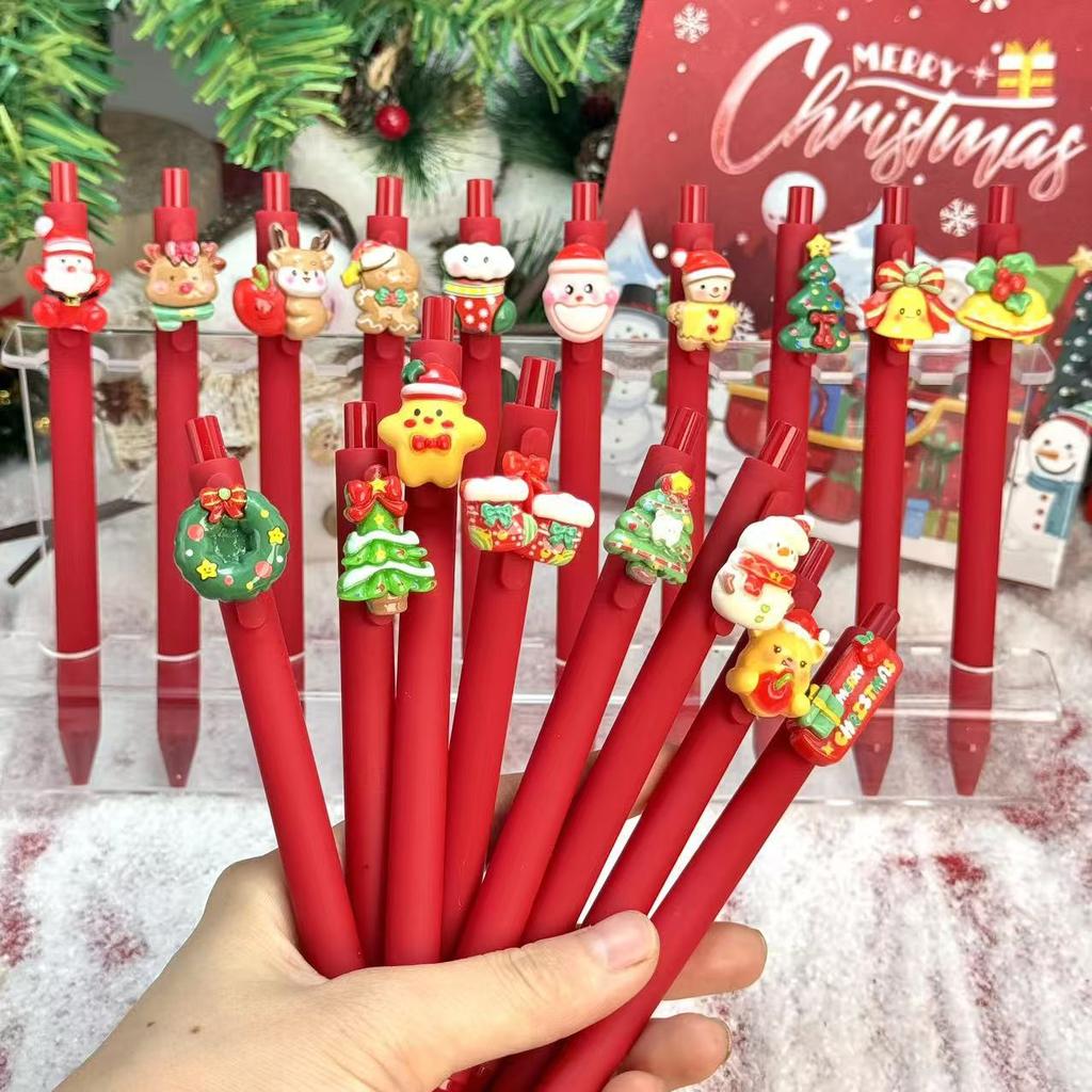 10Pcs Christmas Tree Series Patch Pen Event Special Gift Pen Christmas Stocking Filler Holiday Gift Novelty Stationery Teacher Party Favors Back To Sc