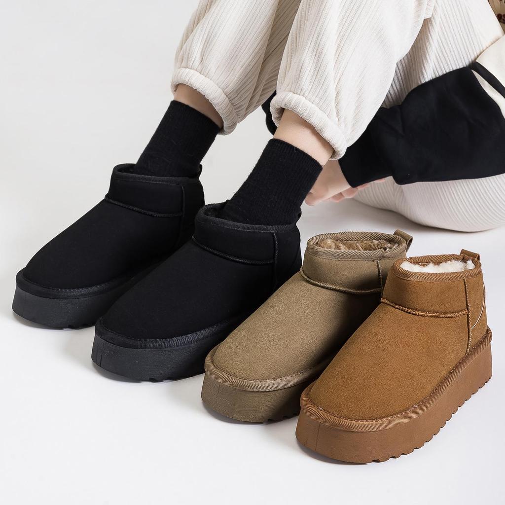 Women's Winter Warm Cotton Platform Snow Boots, Plus Velvet Ankle Boots, Non-Slip Versatile Style