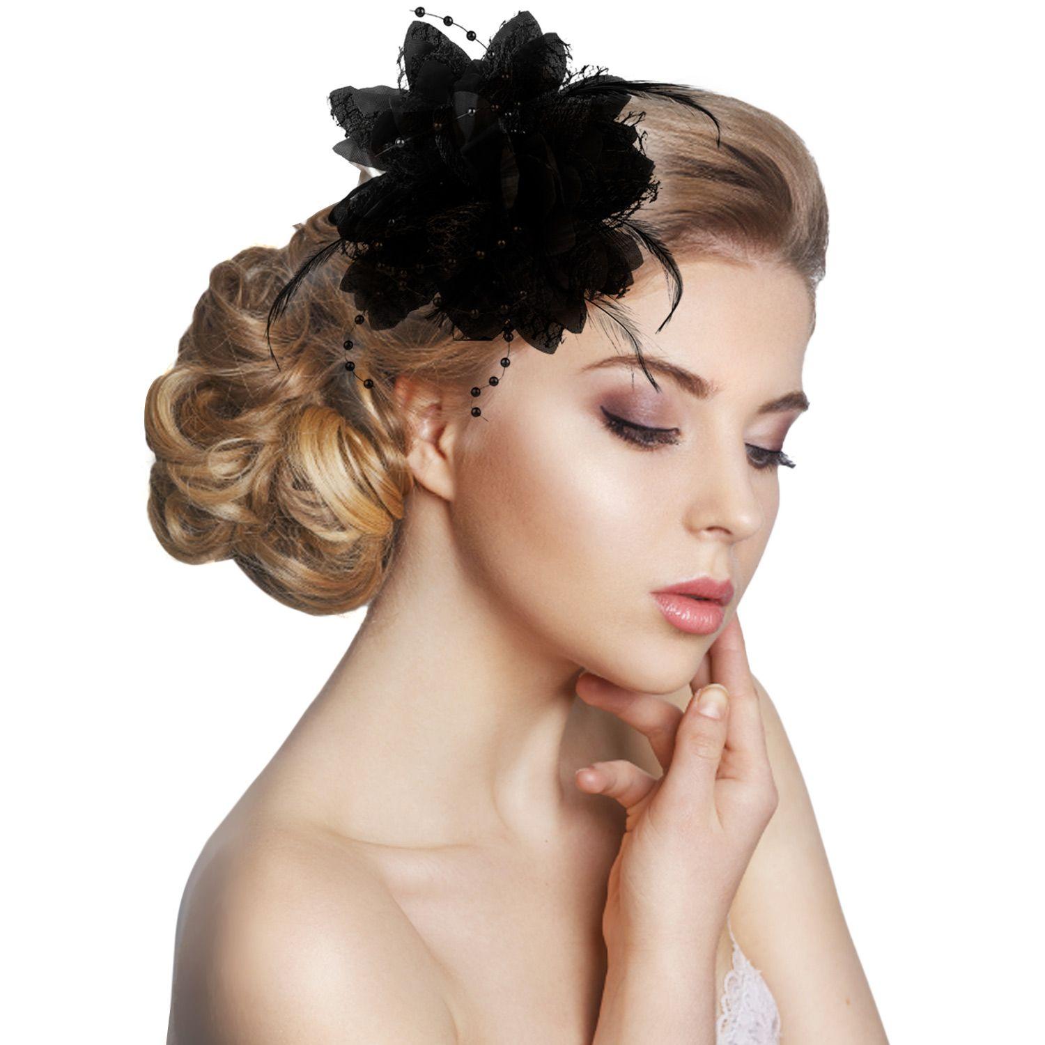 

Headdress Fascinator Feathers Hair Clip Fedoras Hat Wedding Hair Accessories Fascinators Hat чёрный