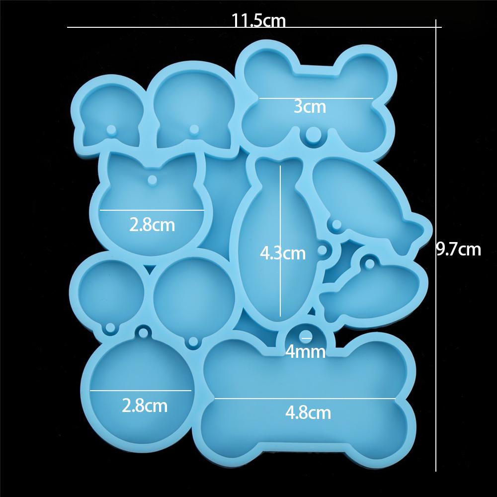 1 Piece New Design Dog Tag Bone Shaped Keychain Silicone Mould Key Chain Pendant Crystal Epoxy Resin Molds For DIY Making Tool