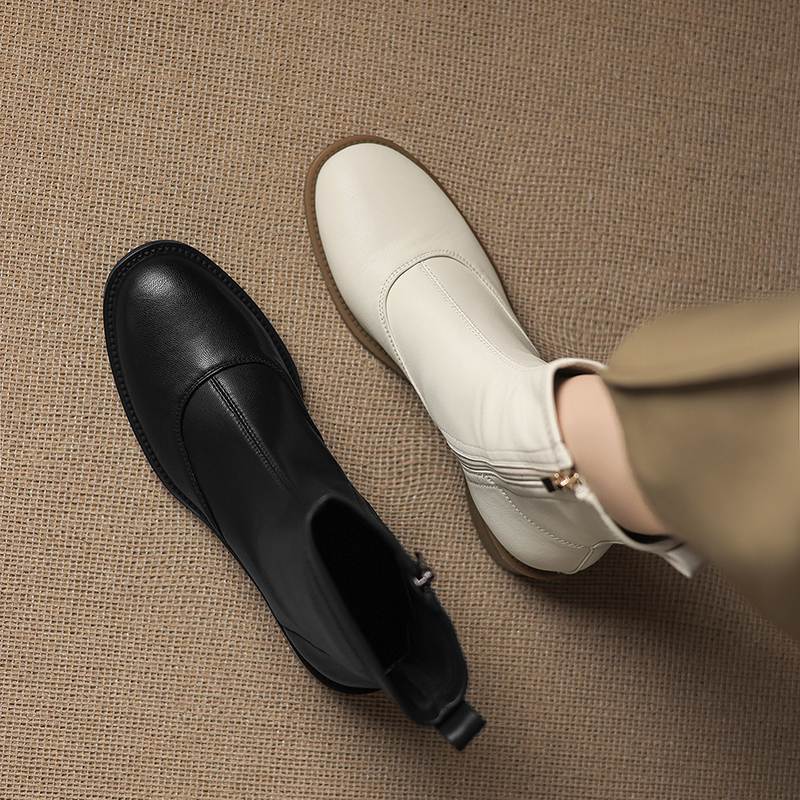 Krazing Pot Microfiber Round Toe Thick Heels Chelsea Boots Size 42 Zip Beauty Lady Women Stretch Ankle Boots