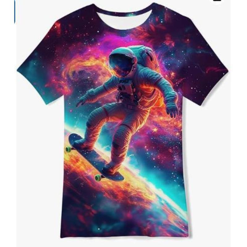 Summer Creative Graffiti Printed Round Neck Top 3D Printed Daily Loose Versatile Comfortable Short Sleeve T-shirt