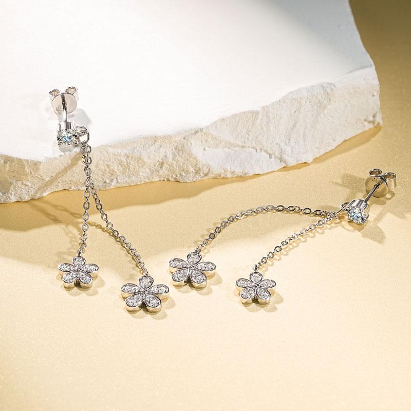 Anziw 925 Moissanite Star Tassel Drop Dangle Earrings for Women Real S925 Silver Studs Earrings Certified Fine Jewelry Gift Girl