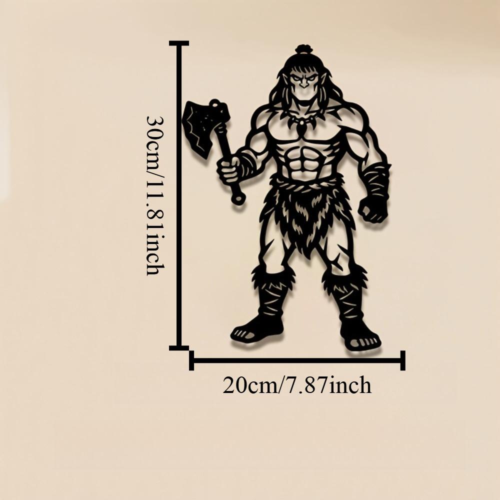 2D Barbarian Warrior Metal Wall Art, Nordic Iron Sculpture for Game Room, Living Room Decor, Man Cave, Office, Bar, Gym Battle Theme
