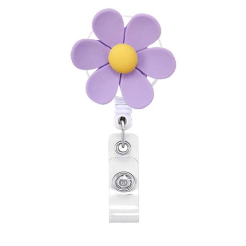 Resin Shiny Flowers Retractable Easy-to-pull Buckle Rotating Easy-to-pull Certificate Buckle Nurse Scroll Badge