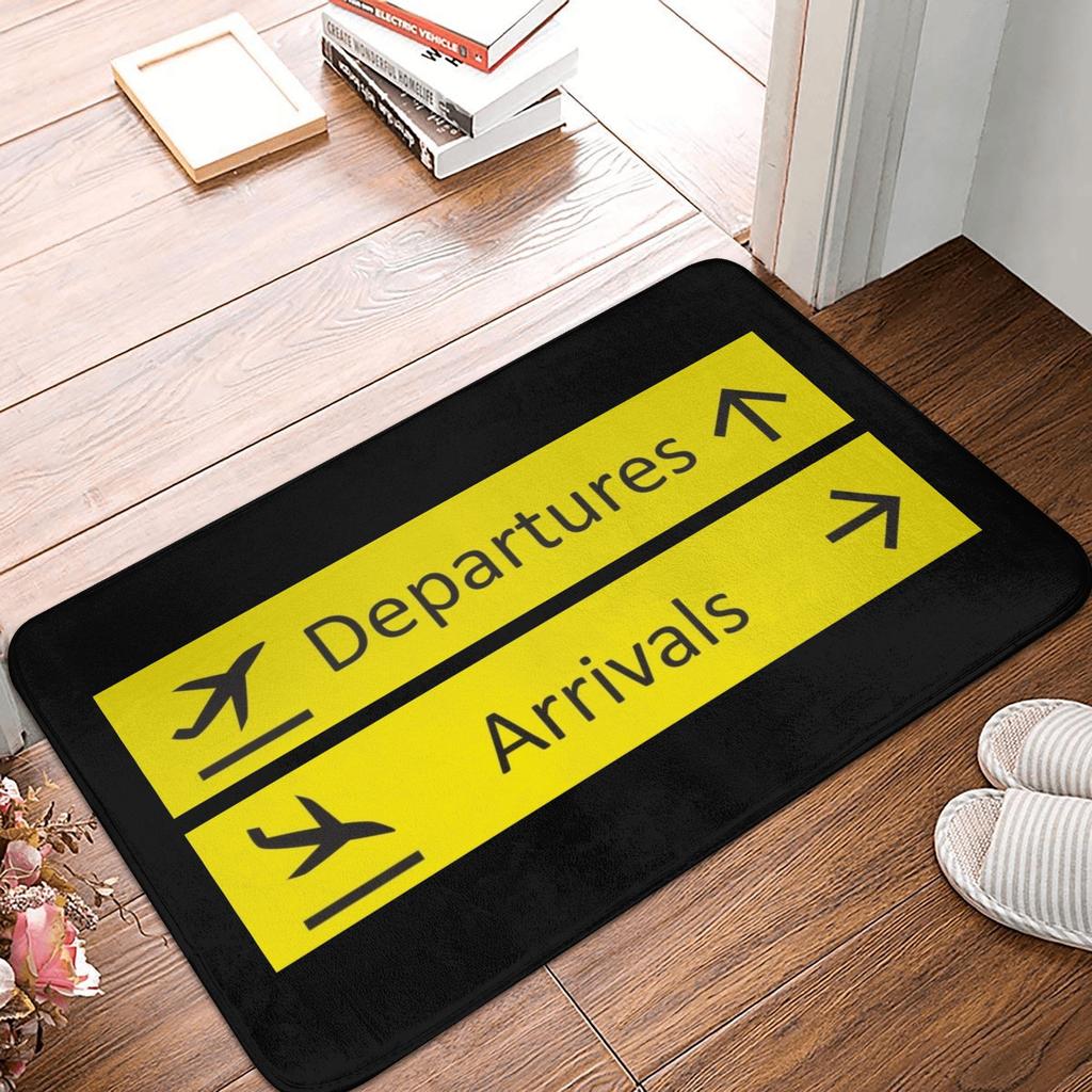 Aviation Departures Arrivals Doormat Anti-Slip Bath Kitchen Mat Bedroom Balcony Floor Door Entrance Carpet Rug