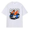 2026 Police Van With Fire Printed Graphic Y2k Harajuku Streetwear 100% Cotton T Shirt Casual Oversized Summer Men T-shirt