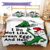 Green Eggs and Ham Pattern Bedding,Quilt Set Quilt Cover Pillowcase Home Birthday Gift (1 * duvet cover + 2 * pillowcase, without core)