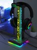 RGB Headphone Stand Holder Rack 10 Lighting Effects Headset Support Stand Space Saving Desktop Organizer Vertical Bracket Hanger