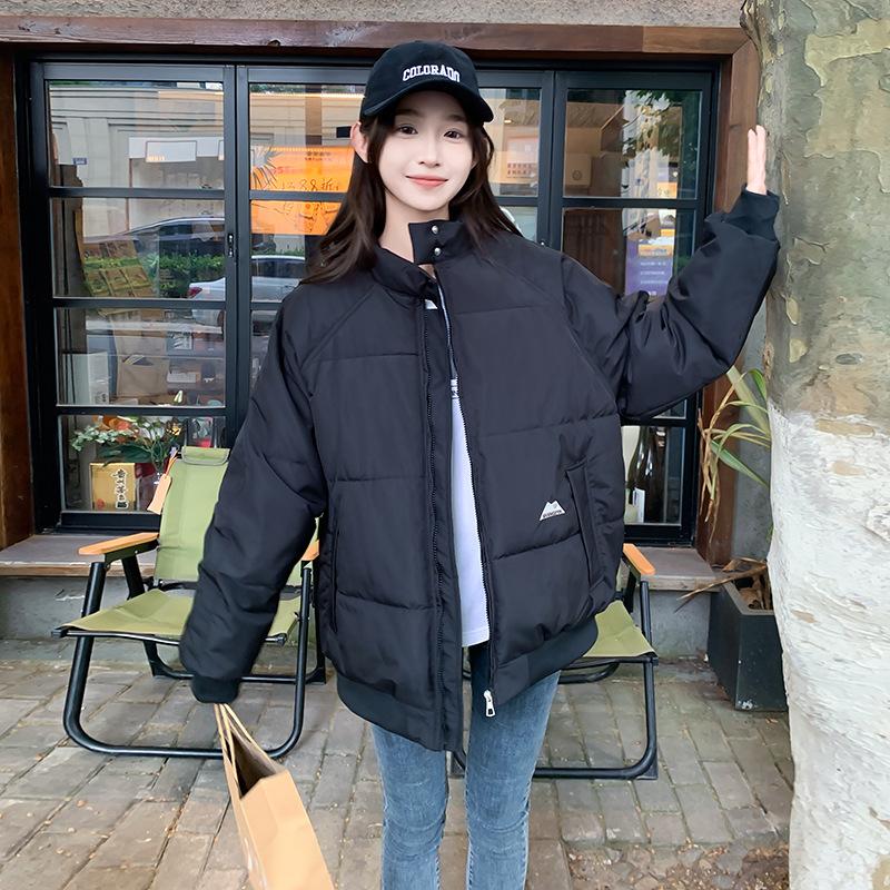 Hong Kong-style Baseball Uniform Stand-up Collar Women's Winter 2025 New Solid Color Collegiate Style Loose Warm Jacket Couple Cotton Jacket