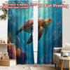 2pcs, 2D FLAT PRINTING Curtains (Without Rod) Ocean Turtle Halloween Festival Creative Curtains Versatile Fabric Curtains All