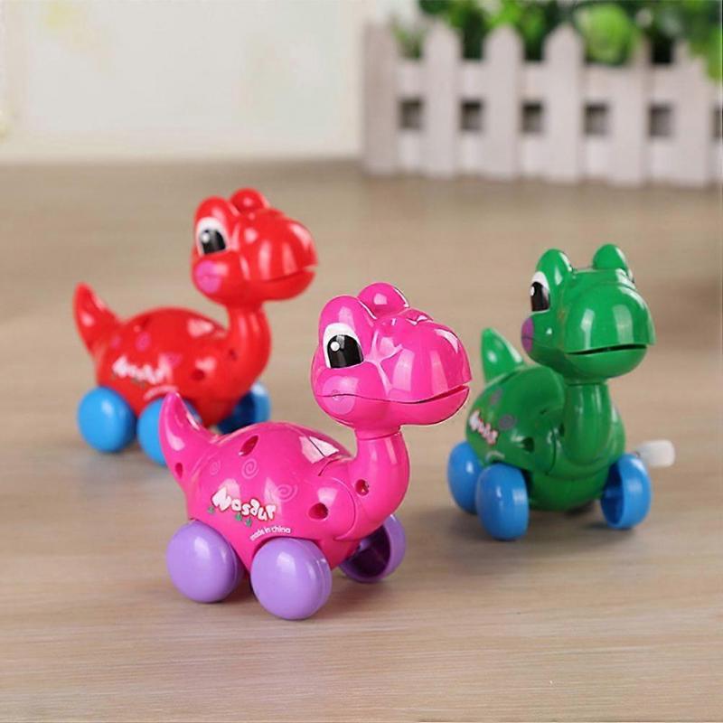 6pcs Wind-up Dinosaur Toy Cartoon Funny Plastic Clockwork Dinosaur Toy for Kids Children (Random Color)
