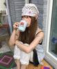 Kiibi Floral Button Beanie Ivory
