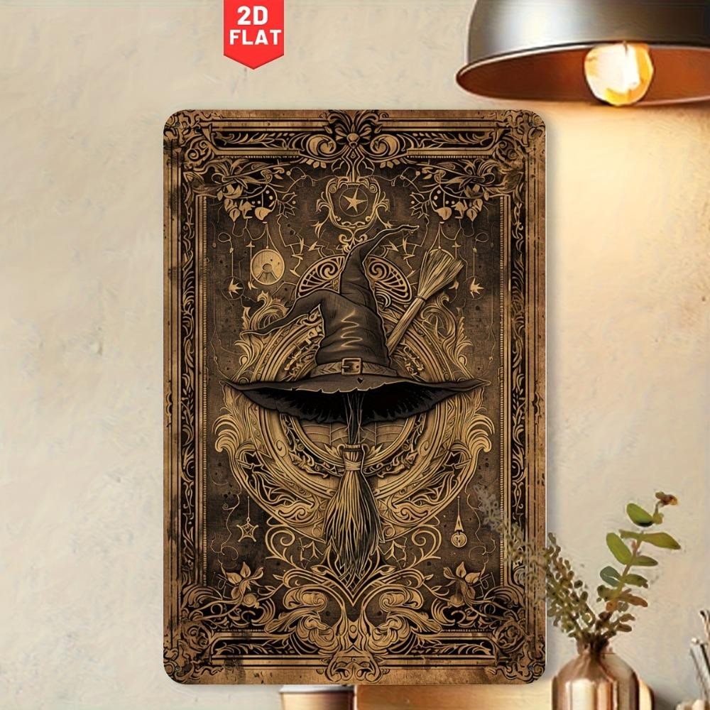 Винтажная металлическая жестяная табличка Ведьма Настенное искусство Хэллоуин Домашний декор 8x12 дюймов 20x30cm