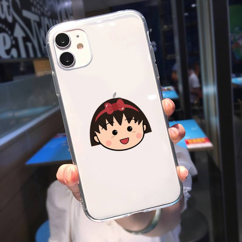 RUICHI Süße Chibi Maruko Chan Telefonhülle für iPhone 11 12 Mini 13 Pro XS Max X 8 7 6s Plus 5 SE XR Transparente Hülle
