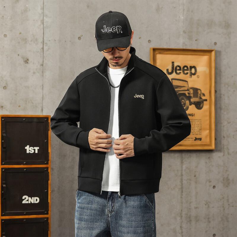 JEEP Men's Casual Stand Collar Cardigan Sweatshirt