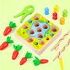 Toys Carrot Montessori Harvest Toddler Shaped Matching Game Fishing Wooden Skill
