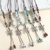 Chinese style long length sweater style accessory  butterfly necklace  ceramic  hanger cord