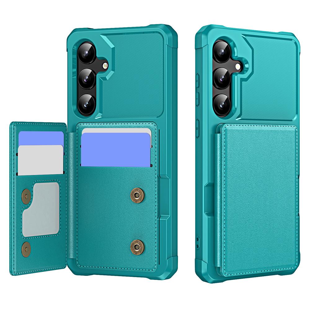 For Samsung Galaxy S24+ Case Card Slot Kickstand Leather+TPU Reinforced Corner Phone Cover