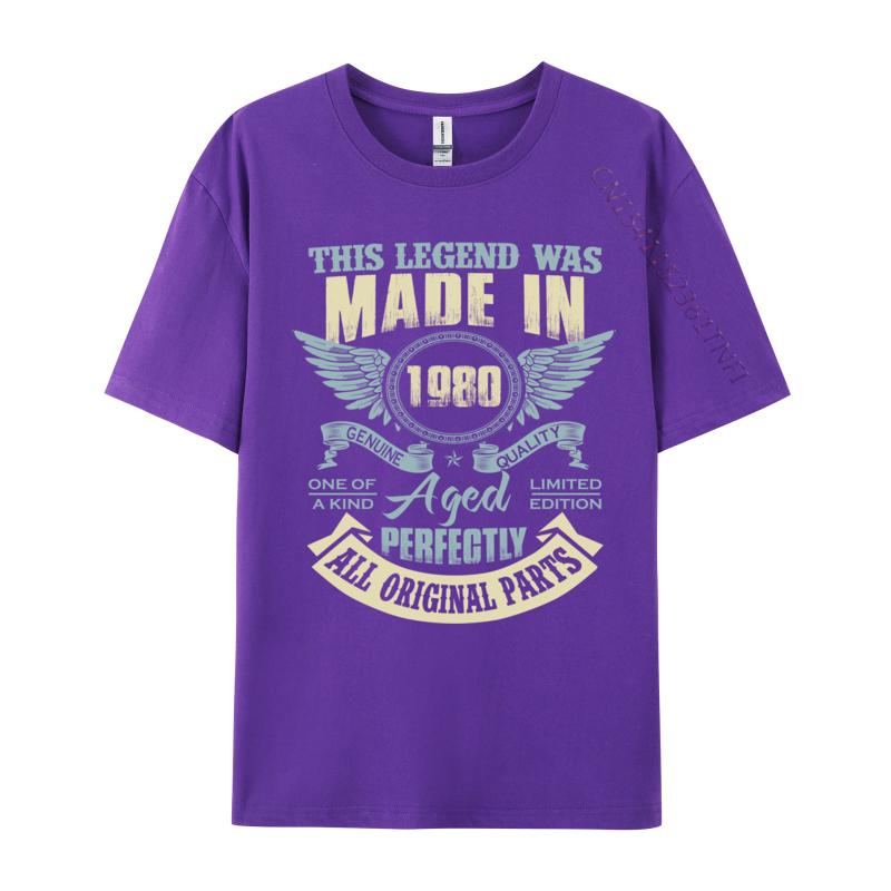 Unisexs T Shirt 43rd Birthday Legend Made In 1980 Tshirts Funny Tshirts Cotton Clothing Shirt Vintage Printed Tshirts