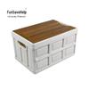 Quyoubang Folding Camping Storage Box with Wooden Lid