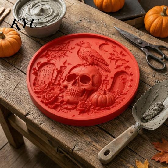 Formy na betonové nášlapné kameny Silikonová forma pro Halloween DIY Zahradní cestička, Flexibilní Znovu použitelná Forma na lití Cementu, Slunečnice Kočka Dýně Umělecká Dekorace Terasa