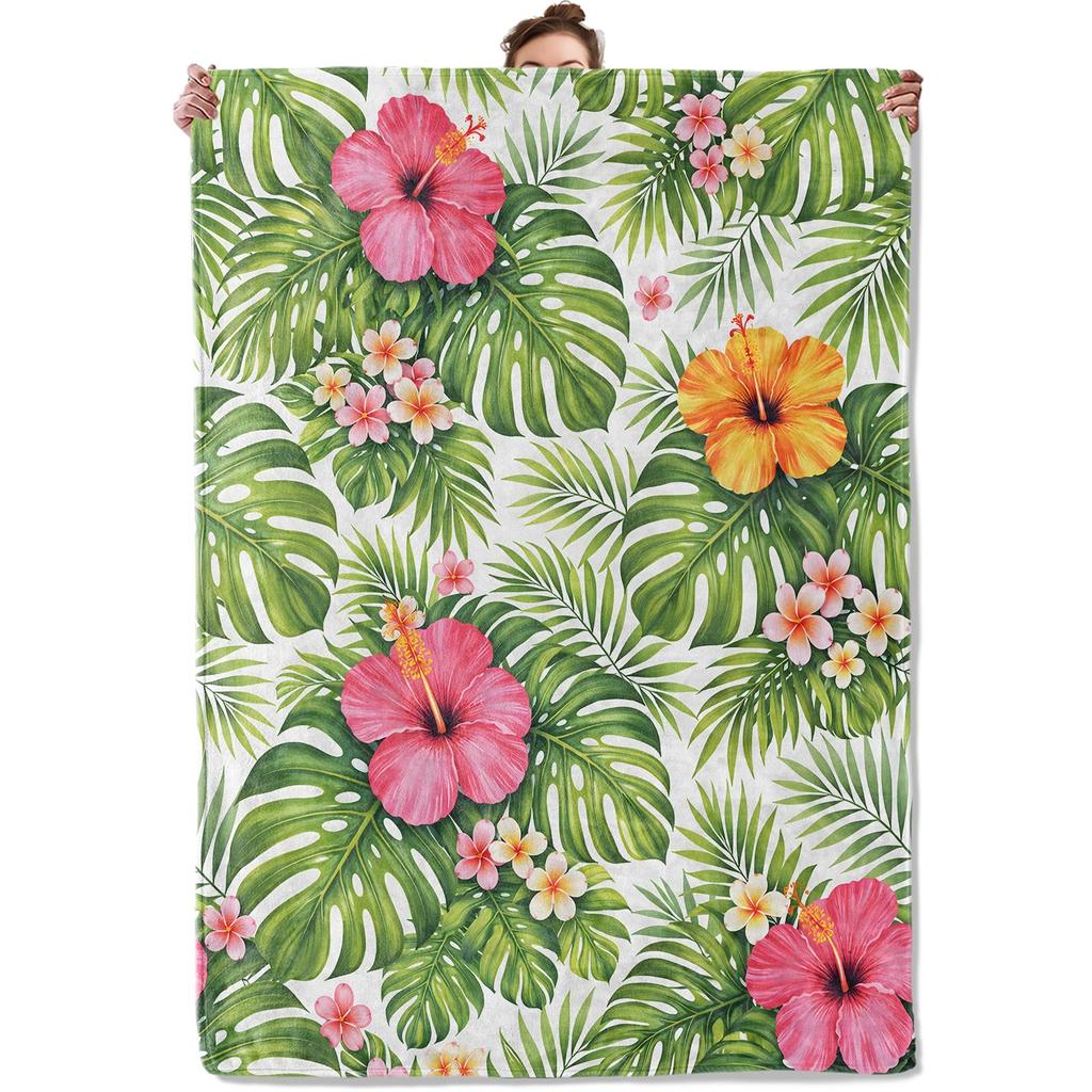 Tropical Palm Leaves Throw Blanket Ultra Soft Warm Lightweight Cozy Plush Blanket for Bed Chair Car Sofa Couch Bedroom Dorm