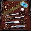 7.0 Inch Half Gold Handle 4 Packs, High-End Pet Beauty Scissors, Straight Cut Fish Bone Teeth For Professional Beauticians