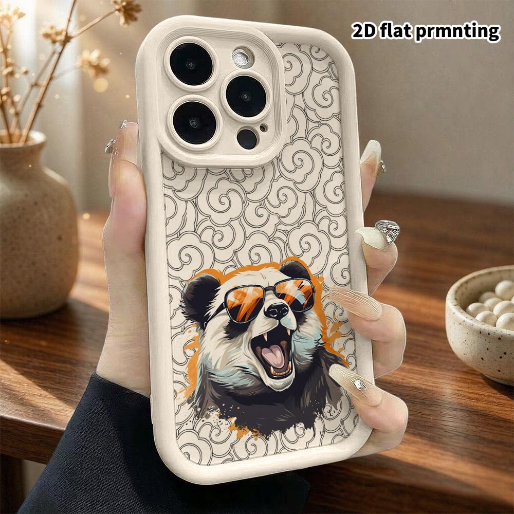 Phone Case: 2D Flat Design Suitable for iPhone 18 17 16 15 14 13 Pro Protective Case, Unisex, Trendy Cool Panda, Christmas and Halloween Gift