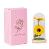 Creative Sunflower Night Light: Preserved Flower in Glass Dome with Acrylic Lampshade.