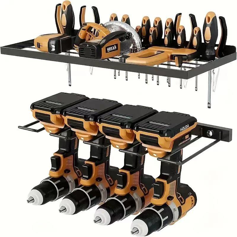 Wall-Mounted Metal Power Tool Storage Rack for Garage - Practical Organizer