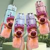 1PC Dog Wearing Flower Wreath Print 750ml Color Plastic Sports Water Bottle Leakproof Flip Straw Lid Suitable for Sports Office Home Use