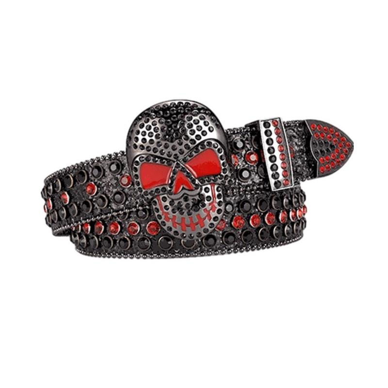 Women Rhinestones Belt for Jeans Skull Rivets Studded Waist Belt Blingbling Belt for Pants Cowboy Belt Waiststrap
