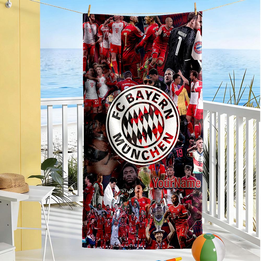 Bayern Munich Customize Your Name Beach Towel Quick-Dry Soft Microfiber Suitable for Sports Travel Swimming Yoga Bathroom Beach And Pool