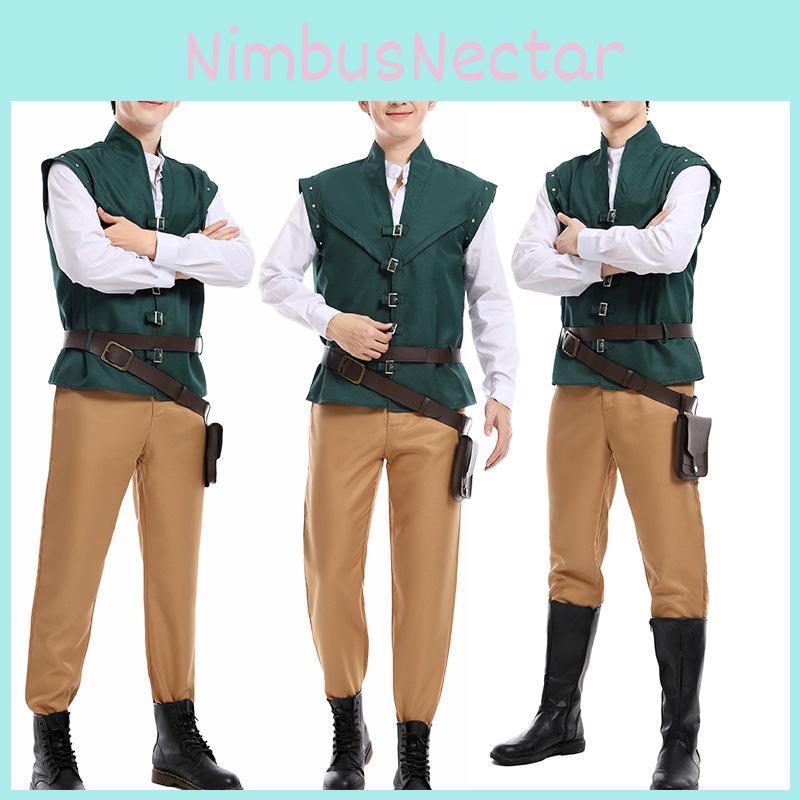Magisches Cosplay-Outfit eines langhaarigen Prinzen für Fantasy-Themenanlässe und Veranstaltungen
