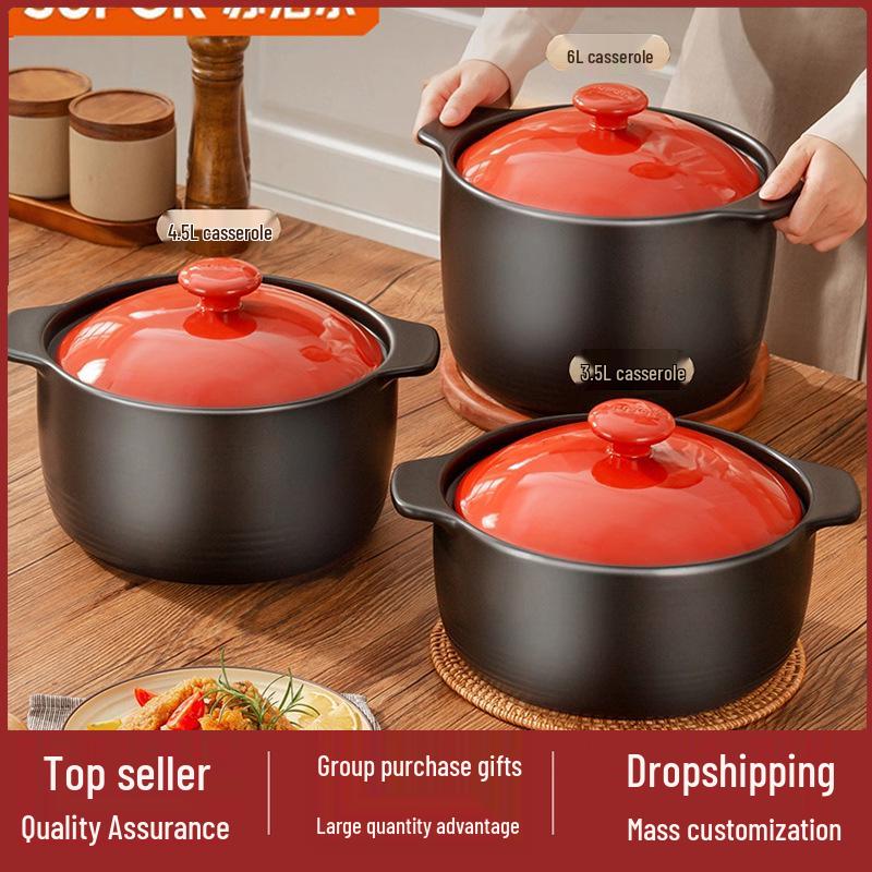 Supor Thickened Ceramic Stew and Soup Pot for Gas Stove Cooking TB35Q1/3.5L/1-3 people