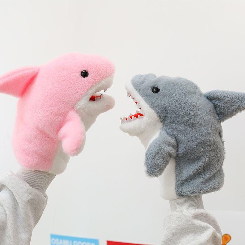 Интерактивная плюшевая игрушка-марионетка на руку  Жадная акула Gray Shark Hand Puppet