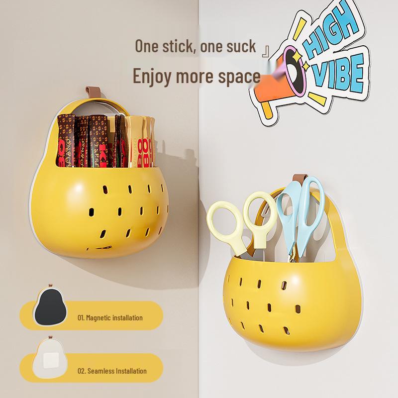 Magnetic Wall-Mounted Kitchen Storage Basket - Punch-Free, Cute, Creative Organizer