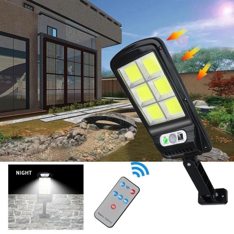 1500mah COB Solar Garden Lights New Motion Sensor Garage Lighting Wall Lamp Remote Control Security Street Stair Light Outdoor