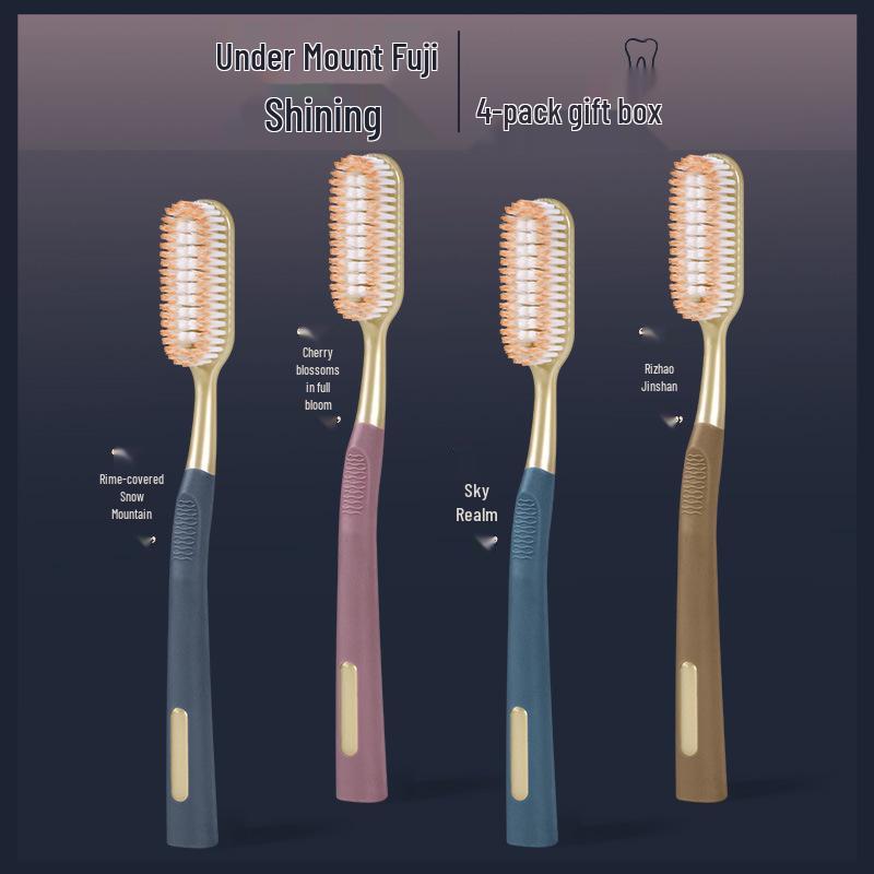 NSA 4-Piece Soft Bristle Toothbrush Set for Adults - Large Head, Extended, and Widened Design with Many Holes