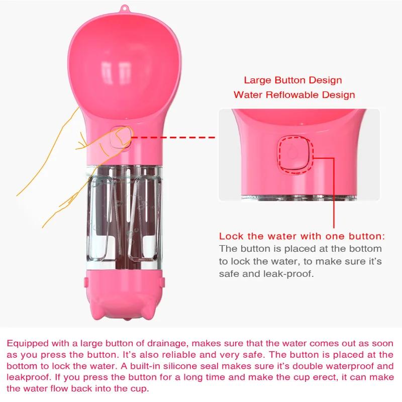 Dog Water Bottle Outdoor Portable Drinking Food Feeder for Small Medium Large Dogs Cats Puppy Poop Dispenser Labrador Supplies