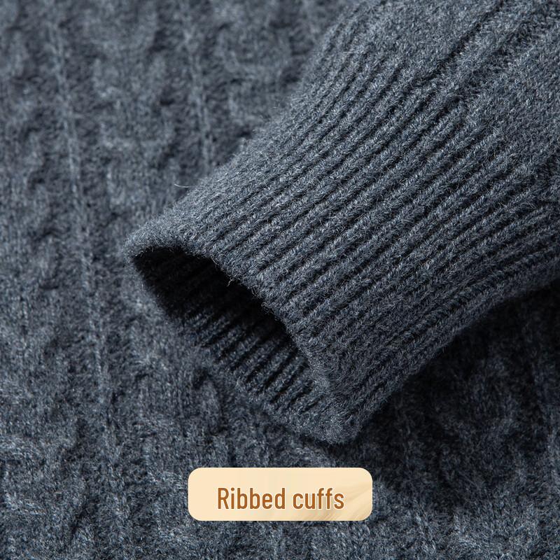 Pánský svetr ze 100% jehněčí vlny s polovičním zipem a stojáčkem