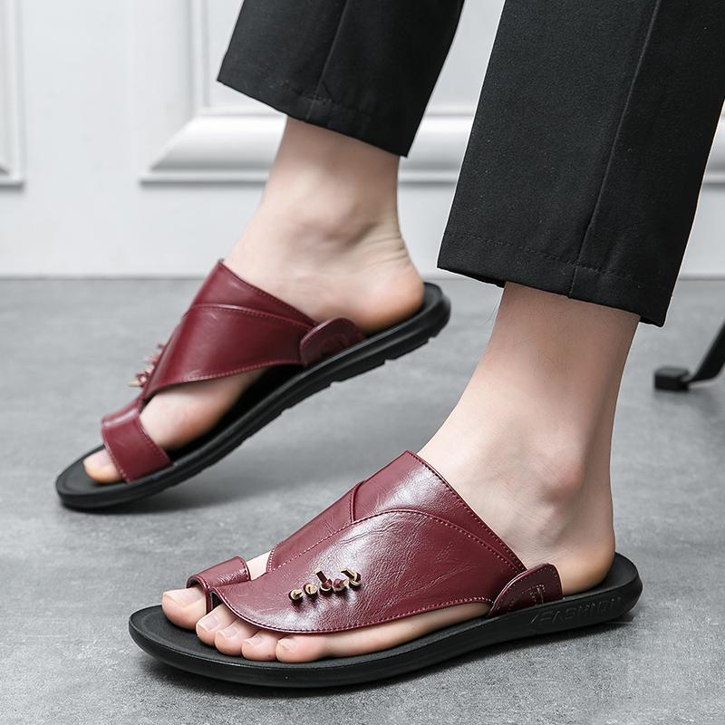 Fashion Men's Sandals 2024 Summer New Hot Selling Waterproof Non-slip Leather Sandals Soft Sole Slippers For Men Breathable Casual Shoes