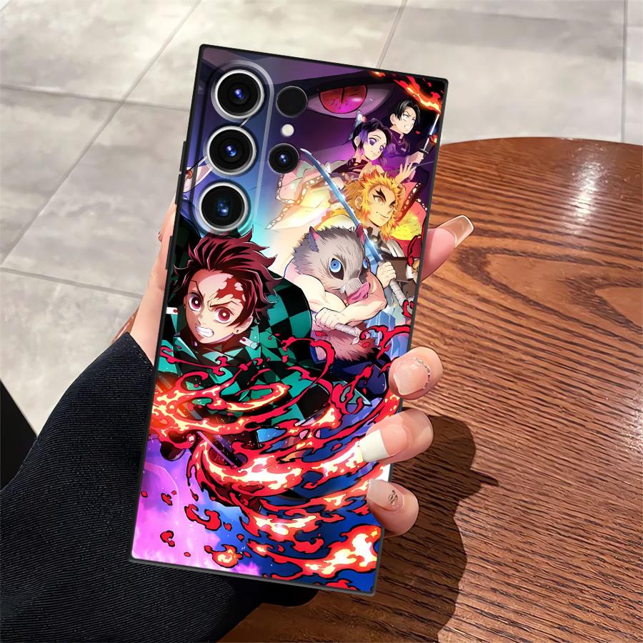 Case for Samsung Galaxy S25 Edge S23 Ultra S24 Plus S21 FE S20 Black Soft Phone Cover Anime D-Demon S-Slayer