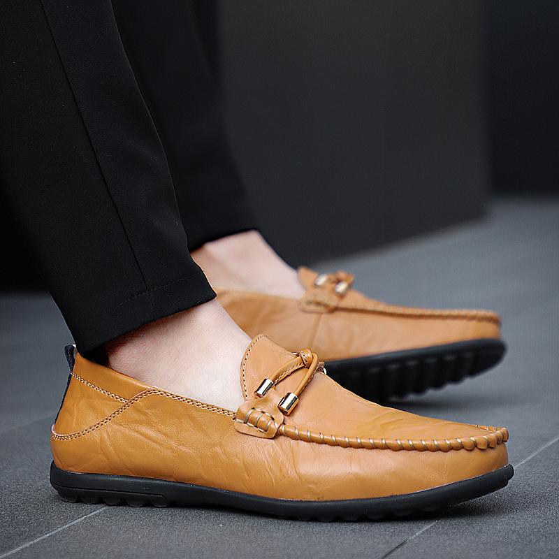 Fashion New Mens Loafers Handmade Leather Shoes Men Tennis Casual Driving Flats Slip On Boat Shoes Plus Size  Mokassin Lazy Shoes
