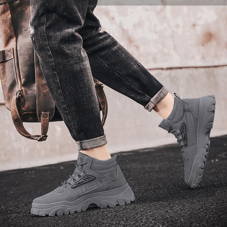 Bottes Martin pour hommes, chaussures de printemps montantes, imperméables et antidérapantes, bottes de travail protectrices, bottes de randonnée à semelles épaisses augmentant la hauteur