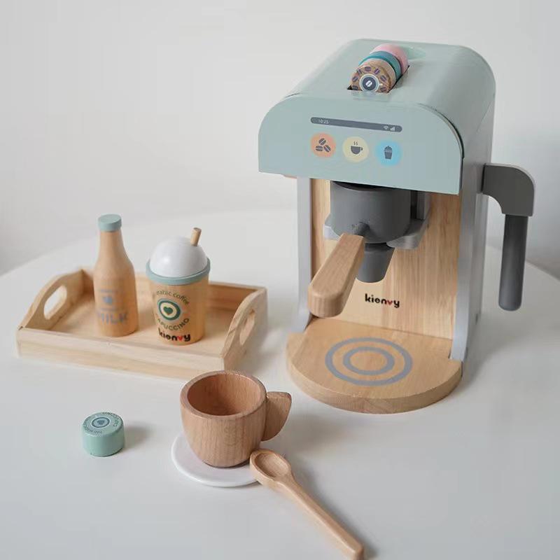 

Wooden Coffee Machine Pretend Play Kitchen Toy for 2-5 Year Olds - Ideal Birthday Gift for Boys and Girls