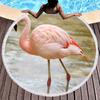 Tropical Flamingo Print Round Beach Towel, Hawaiian Beach Blanket Sand Free Quick Dry Hippie Boho Circle Bath Towel Yoga Mat