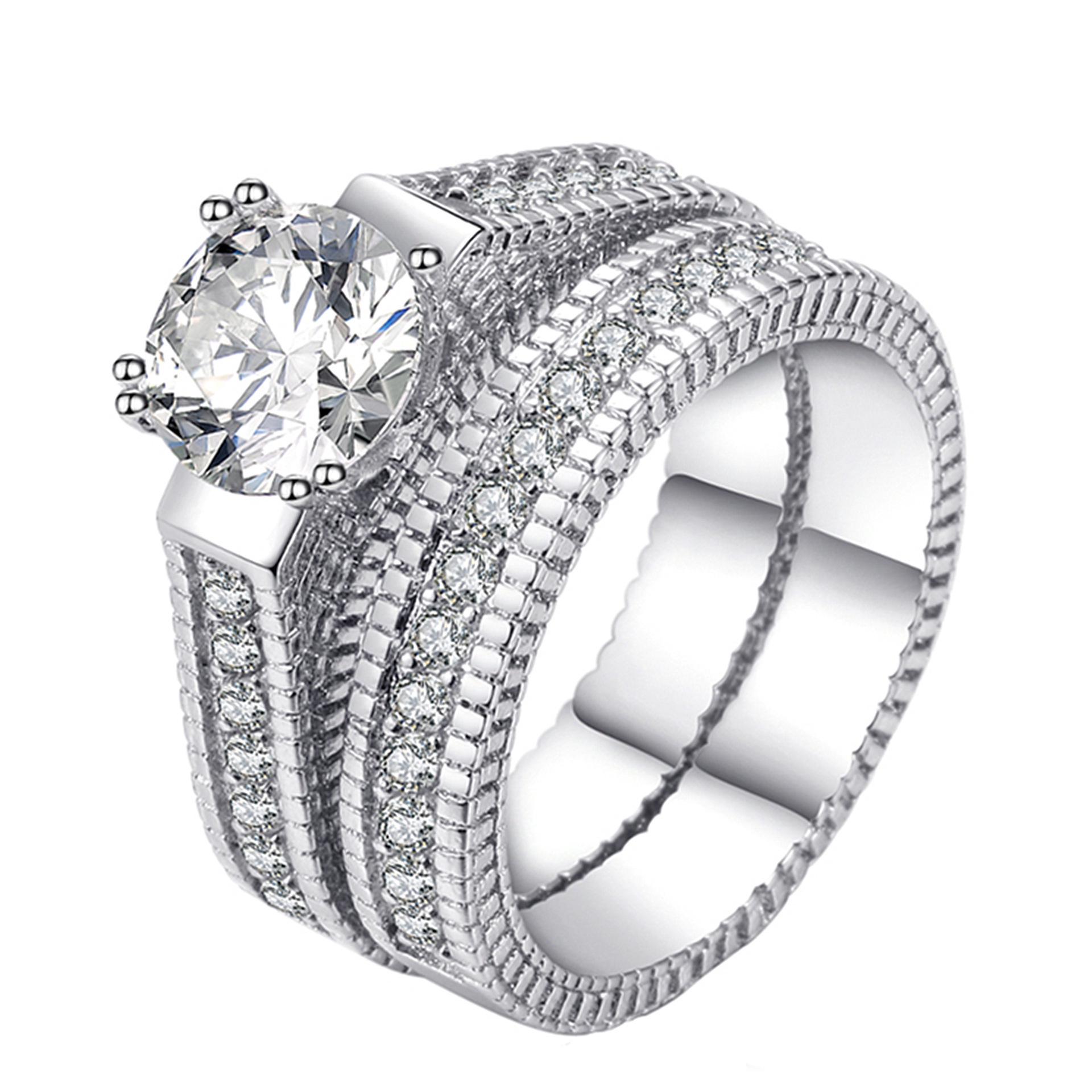 

Trending European and American White Zirconia Ring Set US Size 8